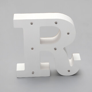 'R'  White Alphabet Wooden Letter LED Sign Light