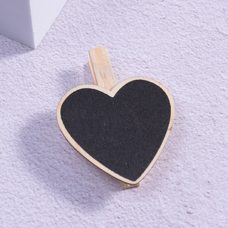 24 x Heart Shaped Wooden Blackboard Chalkboard Pegs Clips 7.2x5cm