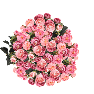 10 x 10 Heads Artificial Camellia Bouquet Blush and Pink Bulk 25cm