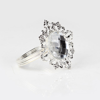 100 x White Diamond Gem Napkin Serviette Rings Holders Wedding