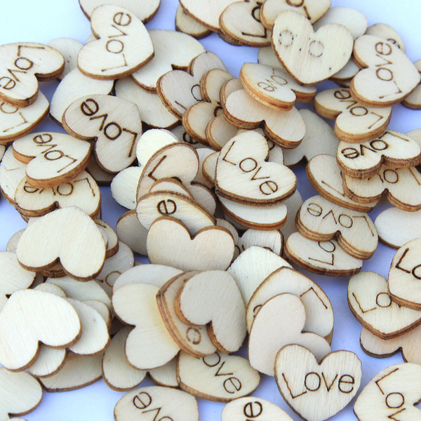 500pcs Rustic Wooden Love Heart Wedding Table Scatter Decoration  Crafts(Update Version)