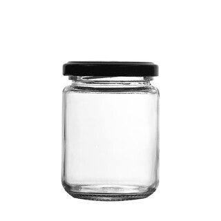 35 x 240ML Black Lid Candy Jam Glass Jars Honey Preserving Wedding Favours