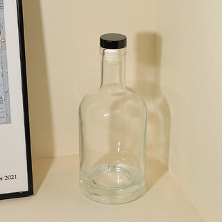 30 x Clear Liquor Bottles with Black T-Top Cap 375ml