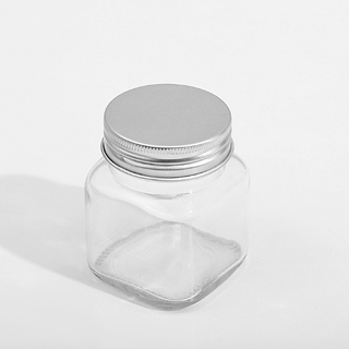 40 x Glass  Square Jars with Silver Aluminium Caps 100ml