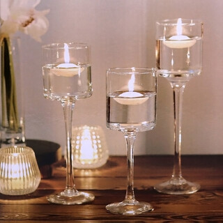 Set of 3  Clear Glass Hurricane Candle Holder Small