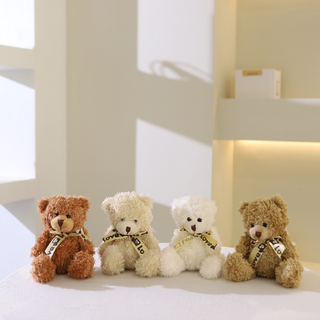 12 x Teddy Bear Soft Doll Toy 13.5cm White Light Brown Brown and Beige Assort
