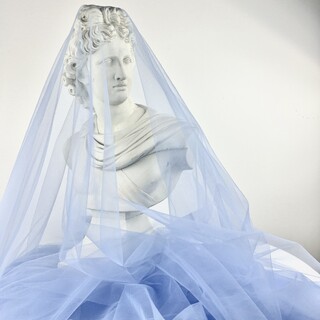 Dusky Blue Romantic Soft Tulle Fabric Drape 10m